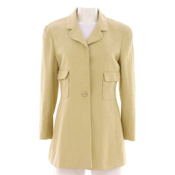 Chanel Women's Vintage Two Pocket Long Jacket Tweed Yellow